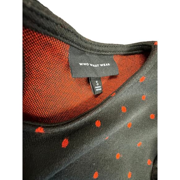 WHO WHAT WHERE DRESS Black W/Red Polka Dots Pockets 3/4 Sleeve Midi,Work Wear‎ - Picture 7 of 8
